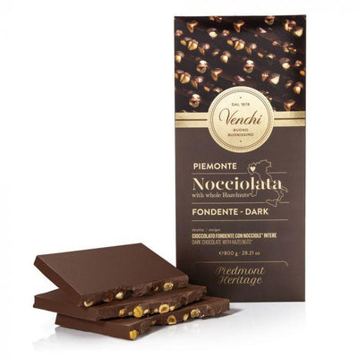 Maxi Tavoletta di cioccolato fondente 56% con nocciole intere Venchi 800g - Bottega La Cosentina