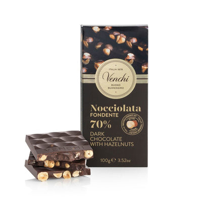 Tavoletta di cioccolato fondente 70% con nocciole intere Venchi 100g - Bottega La Cosentina